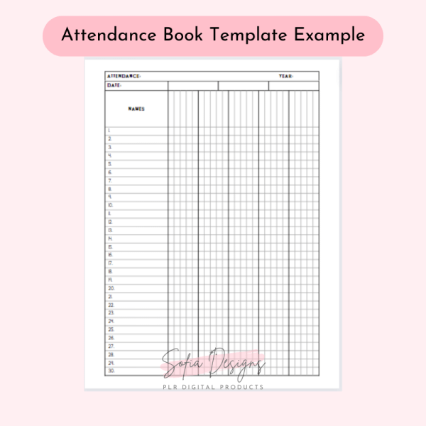 Attendance Book (PLR) – Plr Products – Plr Content - PLR Digital Products 5