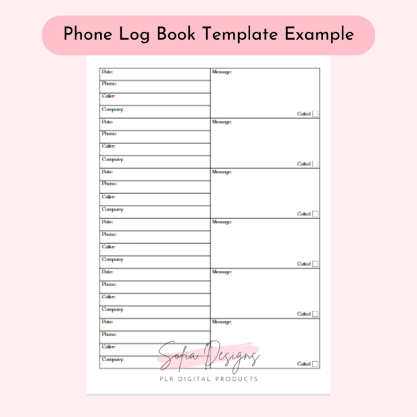Phone Log Book Template Example
