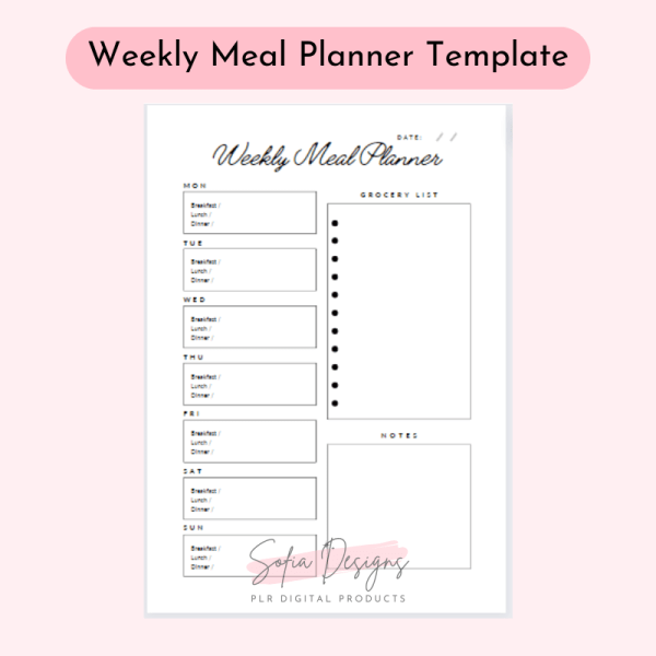 Weekly Meal Planner (PLR) – Plr Products – Digital Planner Plr - PLR Digital Products 5