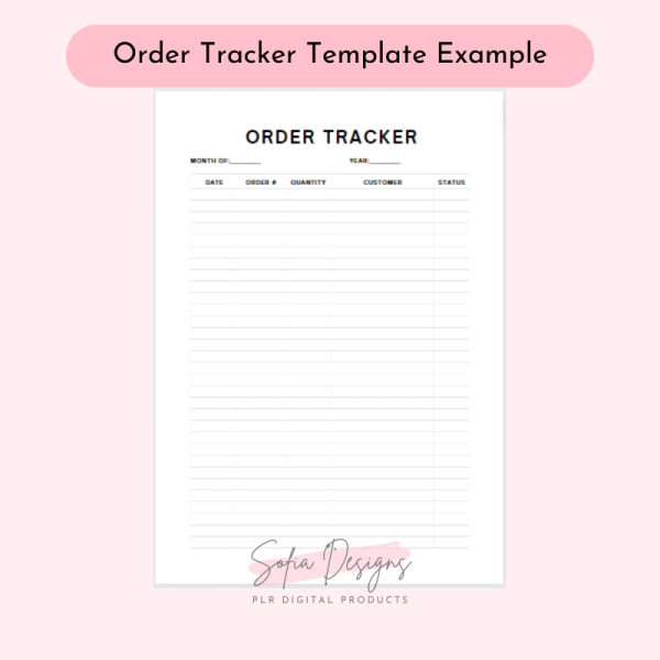 Order Tracker Log Book Template