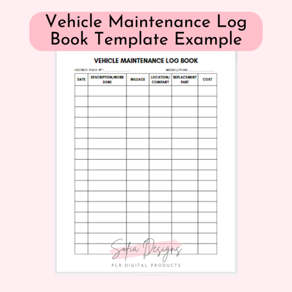 Vehicle Maintenance Log Book Template