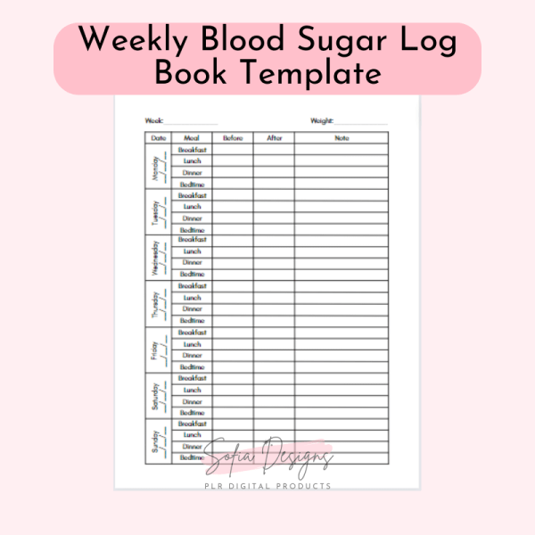 Weekly Blood Sugar Log Book Template (PLR) – Plr Products - PLR Digital Products 5