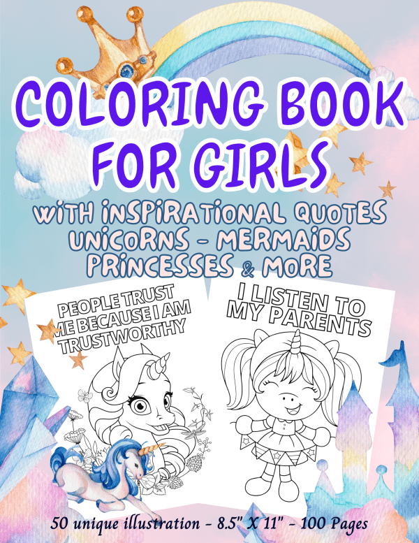 Coloring Book for Girls with Inspiration Quotes - PLR Digital Products 3