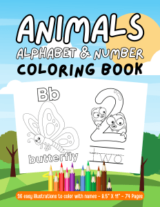 Animals Alphabet and Numbers Coloring Book