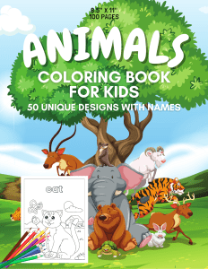 Animals Coloring Book with Names for Kids