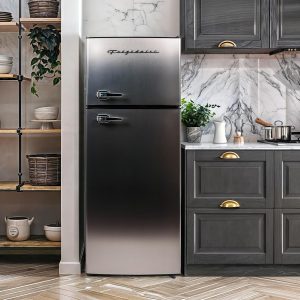 Frigidaire EFR751, 2 Door Apartment Size Refrigerator with Freezer Combo, 7.5 cu ft, Platinum Series, Stainless Steel-21.5″ D x 22.4″ W x 55.5″ H - PLR Digital Products