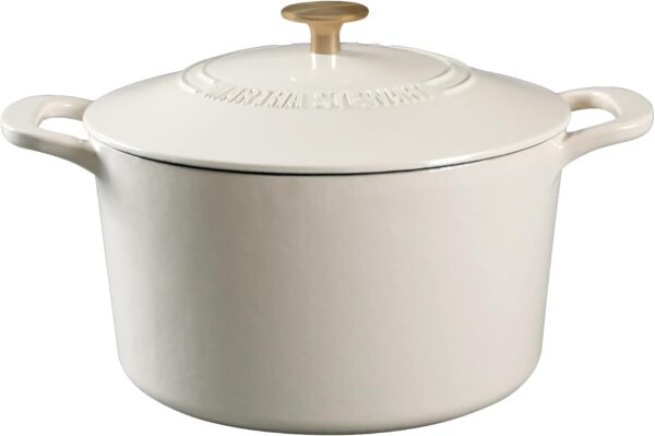 MARTHA STEWART Gatwick 7 QT Enamel Cast Iron Dutch Oven, Linen w/Gold Knob - PLR Digital Products 3