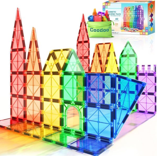 Magnetic Tiles Kids Toys – 40 Piece Magnet Building Set for Preschool Learning Sensory Montessori Toys - PLR Digital Products 3