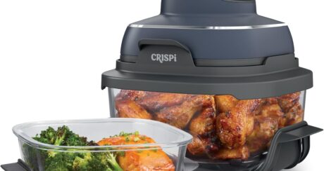 Ninja Crispi Air Fryer, Microwave, Freezer & Dishwasher Safe, Non Toxic Glass Portable Cooking System, 4 QT & 6 Cup Glass Containers with Storage Lids, Easy Meals, Air Fry, Bake, & More