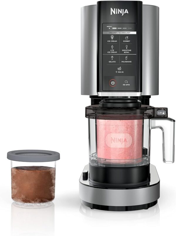 Ninja NC301 CREAMi Ice Cream Maker, for Gelato, Mix-ins, Milkshakes, Sorbet, Smoothie Bowls & More, 7 One-Touch Programs, with (2) Pint Containers & Lids, Compact Size, Perfect for Kids, Silver - PLR Digital Products 3