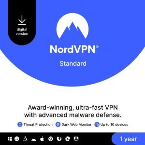 NordVPN Standard – 1-Year – VPN & Cybersecurity Software For 10 Devices – Block Malware, Malicious Links & Ads, Protect Personal Information – PC/Mac/Mobile - PLR Digital Products