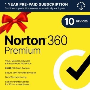 Norton 360 Premium 2024, Antivirus software for 10 Devices with Auto Renewal – Includes VPN, PC Cloud Backup & Dark Web Monitoring - PLR Digital Products