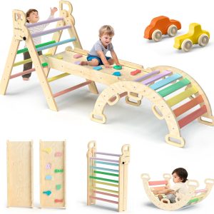 Triangle Set 7in1 Foldable Baby Climbing Toys Wooden Montessori Climbing Set with Arch and Ladder Baby Climber Indoor Jungle Gyms for Toddlers Montessori Toys - PLR Digital Products