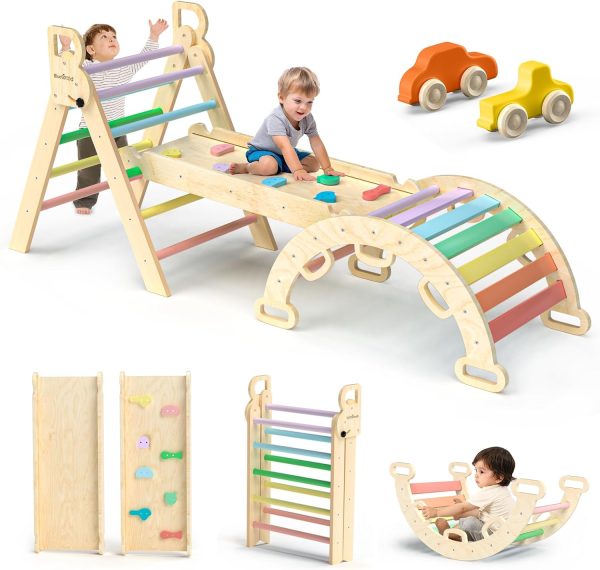 Triangle Set 7in1 Foldable Baby Climbing Toys Wooden Montessori Climbing Set with Arch and Ladder Baby Climber Indoor Jungle Gyms for Toddlers Montessori Toys - PLR Digital Products 3