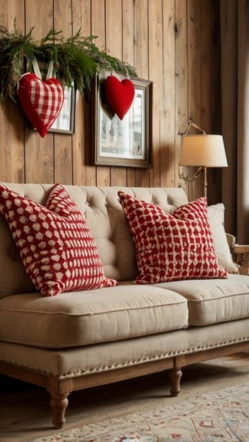 Rustic Wall Hanging and Cozy Couch Setup