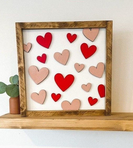 Framed Wooden Heart Art