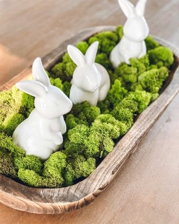 Moss Bunny Tray Centerpiece