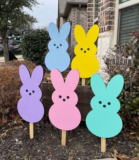 DIY Colorful Bunny Stakes