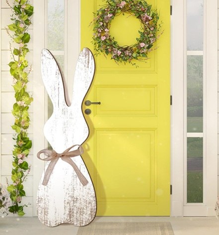 Rustic Wooden Bunny Door Decor