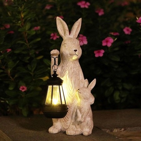 Solar-Powered Bunny Lantern easter decor ideas 