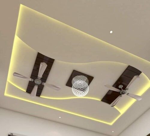 10 simple false ceiling designs for hall with two fans