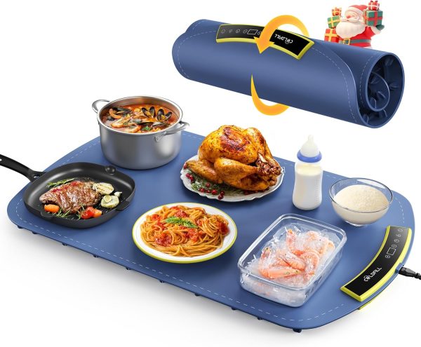 Food Warming Mat – 5s Rapid Heating Electric Warming Tray with 8 Temp Setting, 4 Hours Auto-Off, Easy to Clean, Foldable Sillicon Warming Mat for Food, for Buffet, for Party, for Thawing - PLR Digital Products 3