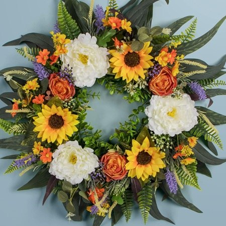 Sunflower and Peony Wreath