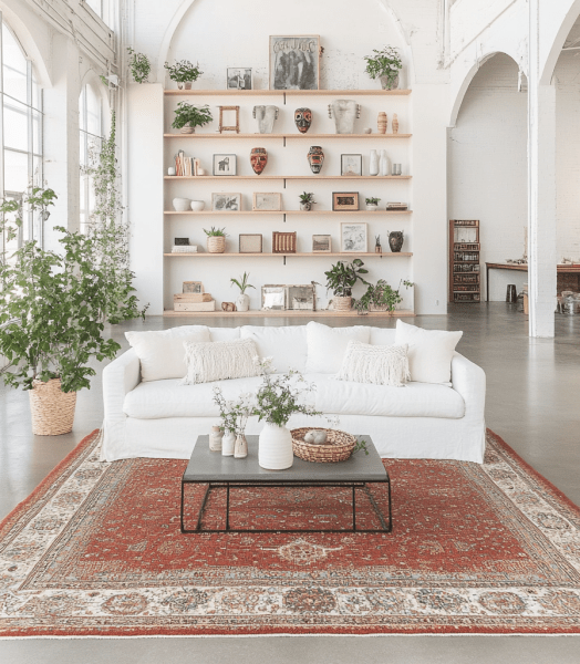 Light-Filled Minimal Boho Living Room