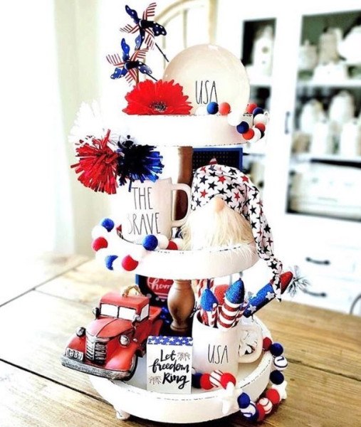 4th of July tiered tray ideas