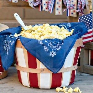 4rth of july Rustic Popcorn Bucket Centerpiece