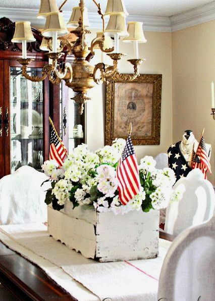 Dining Table Centerpiece with Mini Flags