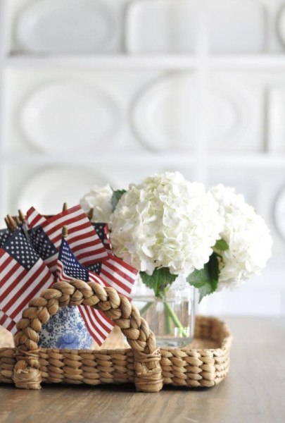 Basket of Blooms and Flags
