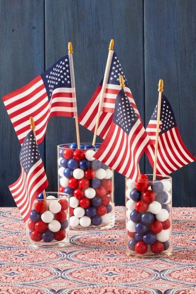 Candy-Filled Flag Centerpieces