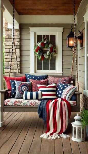 4th of July Decor Ideas: Cozy Patriotic Porch