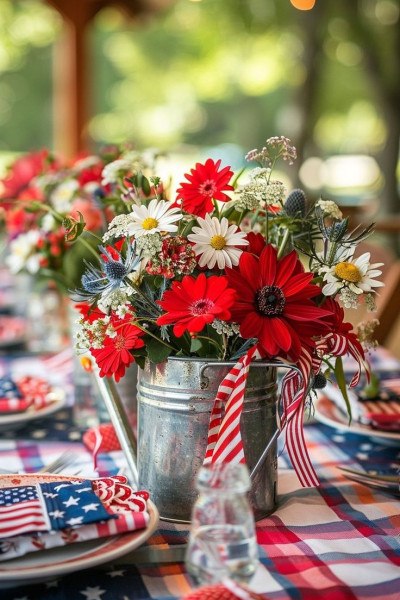 4th of july Floral Table Centerpiece