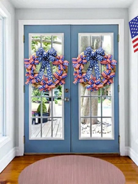 4th of July Decor Ideas: Patriotic Double Door Wreaths
