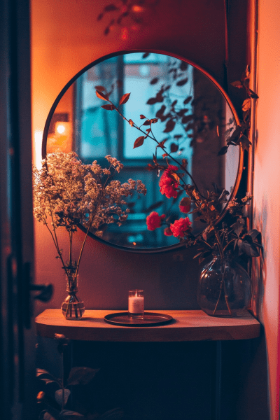 Ambient Glow and Evening Romance Entryway Decor
