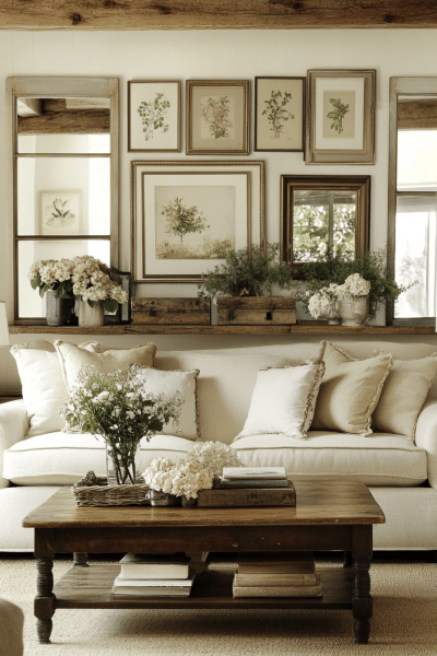 Botanical Gallery Wall with Wood Accents