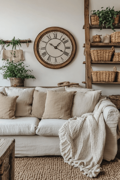 Oversized Clock & Woven Accents for Rustic Rhythm