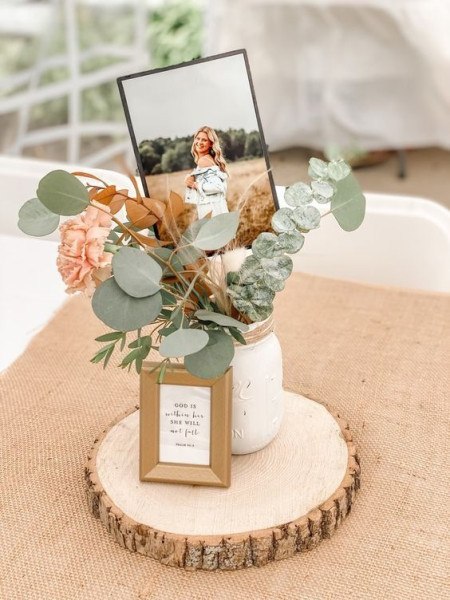 Graduation Rustic Photo Quote Centerpiece