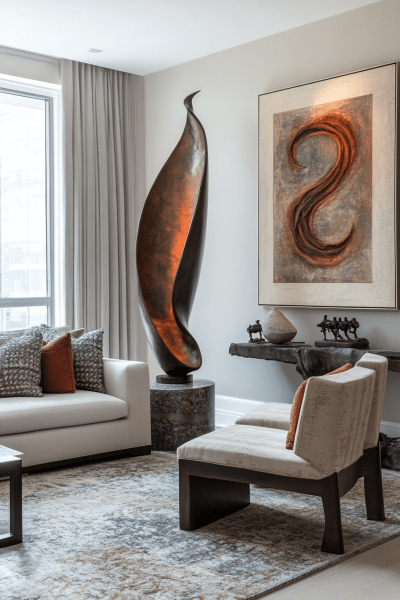 Living Room Empty Corner Sculptural Art Focus