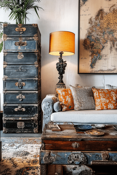 Vintage Chest and Lamp