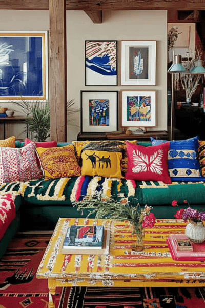 Colorful Maximalist Eclectic Living Room Decor Ideas