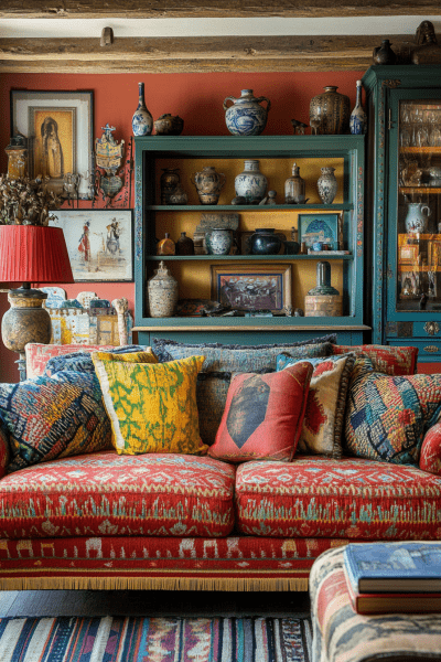 Colorful Maximalist Eclectic Living Room Decor Ideas