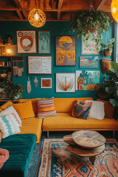Jungle Vibes Eclectic Living Room