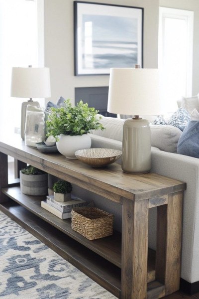 behind sofa table

