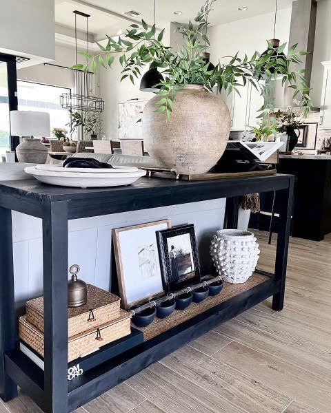 sofa table behind couch decor ideas
