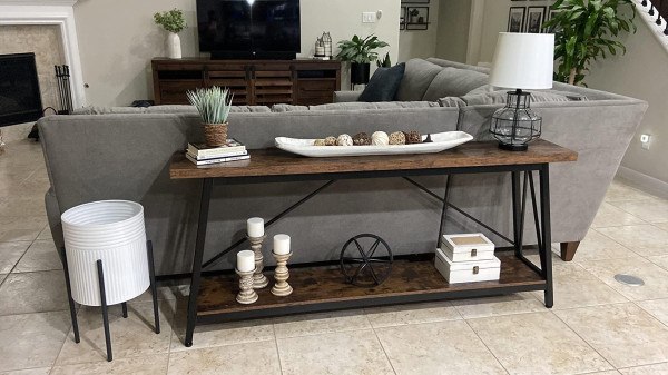 behind sofa table
