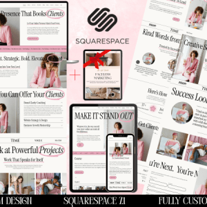 Squarespace Template for Virtual Assistant, Photography, Yoga, Author, Coach Website Template with Courses + Free Faceless Marketing Guide - PLR Digital Products 3