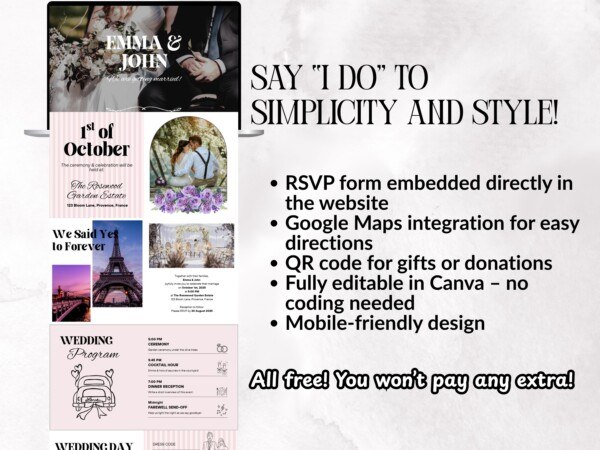 Wedding Website Template with Trackable RSVP & Map